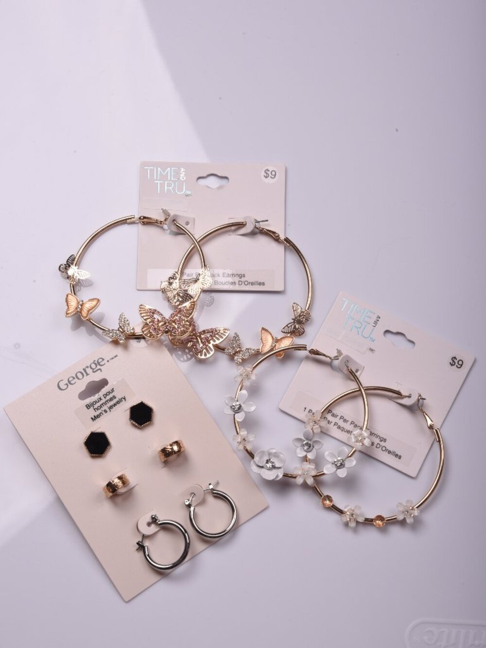 Mixed Fashion Earring Lot – Time and Tru & George Jewelry (3 Card Set)
